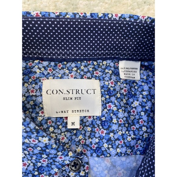 Con.struct Mens Dress Shirt Blue Size Medium 4-Way Stretch Floral - Performance - Picture 3 of 7